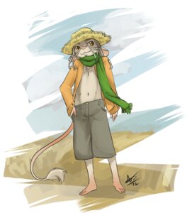 Rating: Safe Score: 0 Tags: 2012 aogami barefoot clothing e621 feet hair hat headgear headwear hi_res male mammal micro_calves mouse murid murine paws rodent scarf solo tail tail_tuft text thin_calves tuft yellow_eyes User: bunchy7s