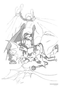 Rating: Questionable Score: 0 Tags: 2004 agerra-t'rel bovid caprine chain chained_to_floor collar demon dragon e621 full-length_portrait goat horn incendax mace male mammal melee_weapon membrane_(anatomy) membranous_wings monochrome mythological_creature mythological_scalie mythology portrait scalie simple_background solo tail traditional_media_(artwork) weapon whip white_background wings User: bunchy7s