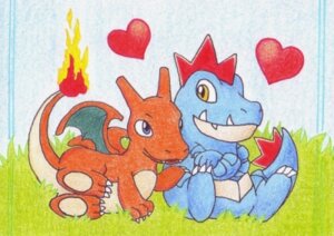 Rating: Safe Score: 0 Tags: ambiguous_gender charizard chibi dragon duo e621 feraligatr fire flaming_tail generation_1_pokemon generation_2_pokemon grass heart_symbol jeazard low_res membrane_(anatomy) membranous_wings mythological_creature mythological_scalie mythology nintendo orange_body orange_skin plant pokemon pokemon_(species) reptile scalie tail wings User: bunchy7s