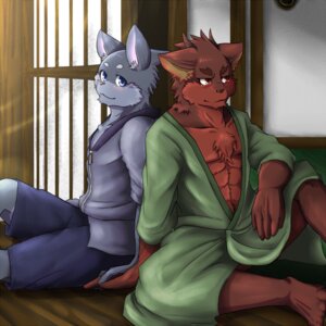 Rating: Safe Score: 0 Tags: 1:1 5_fingers 5_toes abs amber_eyes anthro blackham blue_eyes blush brown_body brown_eyes brown_fur brown_nose canid canine canis clothed clothing collarbone duo e621 feet fingers fur green_clothing green_robe grey_body grey_fur hand_holding intimate lagomorph leporid male male/male mammal muscular open_clothing open_shirt open_topwear pecs rabbit red_body red_eyes red_fur robe romantic romantic_ambiance romantic_couple shirt smile toes topwear wolf User: bunchy7s