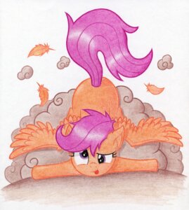 Rating: Safe Score: 0 Tags: agamnentzar ass_up cloud crash dust dust_cloud e621 equid equine feathered_wings feathers female feral friendship_is_magic hair hasbro hi_res looking_at_viewer mammal my_little_pony mythological_creature mythological_equine mythology orange_body orange_feathers pegasus purple_eyes purple_hair scootaloo_(mlp) smile solo tail tongue tongue_out wings young young_feral User: bunchy7s
