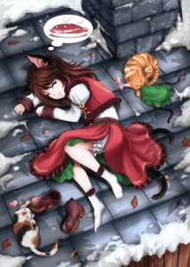 Rating: Safe Score: 0 Tags: alternate_costume aquatic asian_mythology bell bird's-eye_view bodily_fluids brown_hair chen_(touhou) clothing detailed_background digitigrade dream e621 ear_piercing east_asian_mythology eyes_closed felid female feral fish fur_trim_(clothing) hair hat headgear headwear heart_symbol hi_res high-angle_view japanese_mythology long_hair lying mammal mythology nekomata on_roof piercing quadruped rooftop saliva skyspace sleeping snow solo stripes tail touhou yokai User: bunchy7s