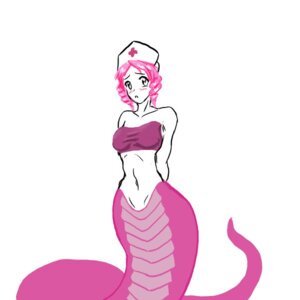 Rating: Questionable Score: 0 Tags: 1girls bare_shoulders clothed dorf_quest female krann naga nurse pink pink_hair rule34 solo white_background User: bunchy7s
