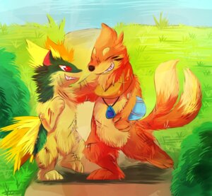 Rating: Safe Score: 0 Tags: 2012 2_tails after_battle after_fight archived_source blood bodily_fluids buizel duo e621 eyes_closed feral fire generation_2_pokemon generation_4_pokemon grass grin jewelry kipaki male multi_tail nintendo outside pendant plant pokemon pokemon_(species) quilava red_eyes scratches smile tail teeth User: bunchy7s