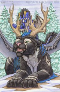 Rating: Safe Score: 0 Tags: 2009 detailed_background e621 enaxn_(character) felid feral forest group horn katie_hofgard male mammal membrane_(anatomy) membranous_wings outside plant sky snow tree wings winter wood young young_feral User: bunchy7s