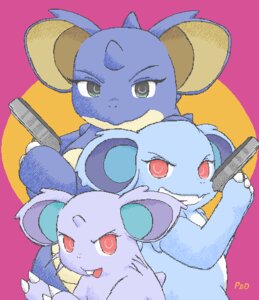 Rating: Safe Score: 0 Tags: abstract_background aquabunny blue_eyes e621 evolutionary_family female feral generation_1_pokemon group gun handgun holding_gun holding_object holding_ranged_weapon holding_weapon nidoqueen nidoran nidoran♀ nidorina nintendo pistol pokemon pokemon_(species) ranged_weapon red_eyes teeth weapon User: bunchy7s