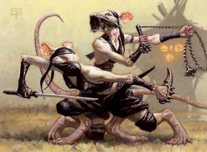 Rating: Safe Score: 0 Tags: 2005 ambiguous_gender anthro digitigrade duo e621 female flail hasbro katana magic:_the_gathering mammal mark_zug mask melee_weapon murid murine nezumi_(magic:_the_gathering) ninja official_art rat red_eyes rodent sword tail warrior weapon wizards_of_the_coast User: bunchy7s