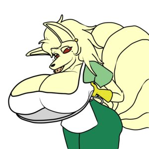 Rating: Questionable Score: 0 Tags: 1:1 anthro anthrofied big_breasts biped black_nose breast_rest breasts canid canine cleavage clothed clothing cookie driflewd e621 ear_piercing female food fur generation_1_pokemon gloves half-closed_eyes handwear huge_breasts looking_at_viewer mammal markings mole_(marking) multi_tail narrowed_eyes ninetales nintendo piercing platter pokemon pokemon_(species) pokemorph presenting presenting_breasts raised_tail red_eyes simple_background skimpy solo standing tail white_background yellow_body yellow_fur User: bunchy7s