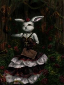 Rating: Safe Score: 0 Tags: 3:4 alternative_fashion armwear ball_gown brown_clothing brown_dress choker clothing creepy detailed_background digital_media_(artwork) digital_painting_(artwork) dress e621 elbow_gloves female flower forest frilly fur gloves goth gown green_eyes handwear hat headgear headwear hi_res jewelry lagomorph leporid mammal map necklace no_pupils outside painting_(artwork) plant rabbit rose_(flower) solo steampunk thorns tree victorian_goth vines white_body white_fur wood yohane-dk User: bunchy7s