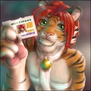 Rating: Safe Score: 0 Tags: 1:1 4_fingers anthro bandage bell black_body black_fur border claws clothed clothing cosplay countershading detailed e621 felid femboy fingers front_view fur future green_eyes hair holding_object joshua_(zenthetiger) leeloo looking_at_viewer male mammal orange_body orange_fur pantherine pink_nose red_hair science_fiction short_hair simple_background skimpy smile smiling_at_viewer solo stripes teeth the_fifth_element tiger whiskers white_body white_fur zenthetiger User: bunchy7s