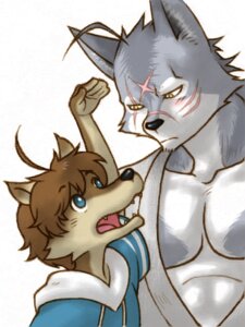 Rating: Safe Score: 0 Tags: 2012 3:4 abs anthro blue_eyes brown_body brown_fur canid canine canis clothing countershading cousins_(lore) duo e621 fur grey_body grey_fur hair male mammal morenatsu multicolored_body multicolored_fur muscular pecs robe scar shirako shun_kodori simple_background size_difference tan_body tan_fur ten_kodori two_tone_body two_tone_fur white_body white_fur wolf User: bunchy7s