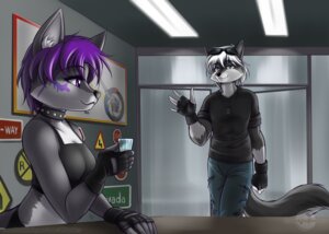 Rating: Safe Score: 0 Tags: abluedeer anthro bottomwear canid canine canis clothing digital_media_(artwork) door duo e621 female glass gloves hair handwear jess_(teckly) male mammal markings motorcycle pants purple_hair purple_markings shaded shirt_top sign tail vehicle wolf User: bunchy7s