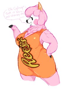 Rating: Questionable Score: 0 Tags: alpaca animal_crossing anthro big_breasts blush boot_(artist) breasts camelid clothed clothing dress e621 english_text female fur hooves humor looking_at_viewer mammal nintendo pink_body pink_fur pun reese's reese_(animal_crossing) simple_background smile solo text thick_thighs visual_pun white_background wide_hipped_female wide_hips User: bunchy7s
