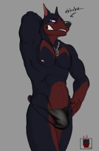 Rating: Questionable Score: 0 Tags: abs anthro athletic biceps biped black_body black_fur black_nose blue_eyes bulge canid canine canis clothed clothing dobermann domestic_dog e621 fangs flexing fur grin hand_behind_head jewelry jockstrap linkin linkin_monroe looking_at_viewer male mammal muscular muscular_anthro necklace nipples pecs pinscher pose red_body red_fur smile smirk smug solo standing teeth thong topless underwear User: bunchy7s