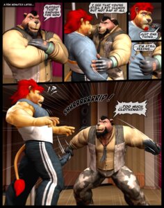 Rating: Questionable Score: 0 Tags: 2013 3d_(artwork) accessory anthro bear beard black_hair blue_clothing blue_eyes blue_shirt blue_topwear bottomwear bovid bovine braford brown_bear brown_body brown_eyes brown_fur bulge camo camo_bottomwear camo_clothing camo_pants camo_print clothing collared_shirt comic curtains dialogue digital_media_(artwork) dress_shirt duo e621 english_text facial_hair felid fingerless_gloves fur gloves goatee grin hair handwear horn justin_(braford) lion male mammal multicolored_clothing multiple_scenes muscular muscular_anthro muscular_male necktie orange_body orange_fur pantherine pants pattern_bottomwear pattern_clothing pattern_pants pole ponytail red_hair sarge_(braford) seductive shirt shirt_ripping shocked smile stage stripes stripper_pole surprised teasing text topwear ursine vest white_clothing white_shirt white_topwear yellow_clothing yellow_shirt yellow_stripes yellow_topwear User: bunchy7s