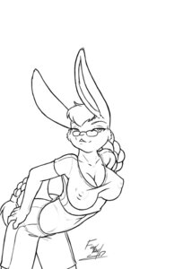 Rating: Questionable Score: 0 Tags: 2007 4_fingers anthro areola black_and_white breasts clothed clothing e621 eyewear female fingers furball glasses hi_res lagomorph leporid mammal midriff monochrome nipple_outline nipples rabbit signature solo User: bunchy7s