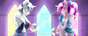 Rating: Questionable Score: 0 Tags: 2014 abs absurd_res anthro anthrofied blood blue_eyes blue_hair blush bodily_fluids boxers_(clothing) bra breasts clothing duo e621 equid equine female fencing foil friendship_is_magic fur hair hasbro heart_boxers heart_clothing heart_symbol heart_underwear hi_res horn lizzyoli-ravioli male mammal melee_weapon multicolored_hair my_little_pony mythological_creature mythological_equine mythology nosebleed panties pink_body pink_fur ponytail princess_cadance_(mlp) purple_eyes shining_armor_(mlp) sword torn_clothing two_tone_hair underwear unicorn weapon white_body white_fur User: bunchy7s