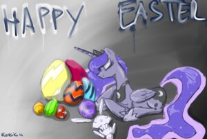 Rating: Safe Score: 0 Tags: 2014 angel_(mlp) blue_body blue_fur blue_hair cutie_mark duo e621 easter easter_egg egg equid equine eyes_closed feathered_wings feathers female friendship_is_magic fur hair hasbro hi_res holidays horn lagomorph leporid mammal my_little_pony mythological_creature mythological_equine mythology nadvgia princess_luna_(mlp) rabbit winged_unicorn wings User: bunchy7s