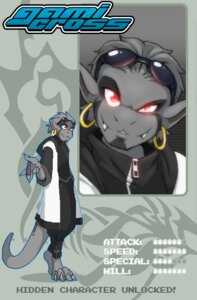 Rating: Safe Score: 0 Tags: bust_portrait claws clothing dark_nek0gami e621 ear_piercing english_text eyewear fangs fur gami_cross glasses grei grey_body grey_hair hair hood humanoid_pointy_ears jacket male pattern_background pen piercing pointy_ears portrait red_eyes secret simple_background skills smile smirk solo tail teeth text topwear vest y2k_(graphic_design) zipper User: bunchy7s