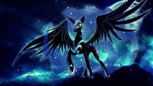 Rating: Safe Score: 0 Tags: 16:9 abstract_background black_body black_feathers cutie_mark e621 equid equine feathered_wings feathers female feral friendship_is_magic hair hasbro hi_res horn mammal moon my_little_pony mythological_creature mythological_equine mythology night nightmare_moon_(mlp) outside pupils rainb00mdash simple_background slit_pupils smile solo widescreen winged_unicorn wings User: bunchy7s