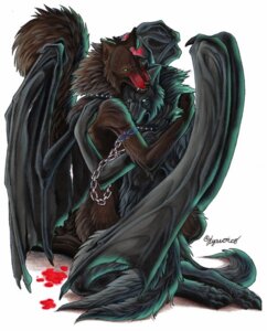 Rating: Safe Score: 0 Tags: ambiguous_gender anthro blood bodily_fluids canid canine chain collar duo e621 looking_at_viewer love lyanti mammal markings membrane_(anatomy) membranous_wings spikes tail wings User: bunchy7s