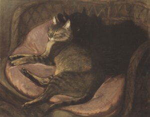 Rating: Safe Score: 0 Tags: 1908 20th_century ambiguous_gender ancient_art black_body black_fur brown_body brown_fur chair cushion digitigrade domestic_cat e621 eyes_closed felid feline felis feral fur furniture hi_res inside license_info lying mammal nude on_side pawpads paws pink_nose public_domain quadruped realistic signature solo tail text theophile_steinlen traditional_media_(artwork) User: bunchy7s