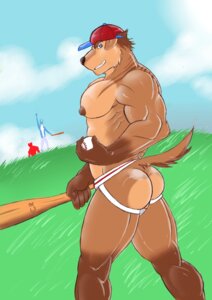 Rating: Questionable Score: 0 Tags: 2012 abs absurd_res anthro ball baseball_(ball) biceps big_butt biped blue_eyes butt canid canine canis clothing crystalryder domestic_dog e621 fur hair hi_res holding_ball holding_object jockstrap looking_at_viewer male mammal muscular muscular_anthro muscular_male nipples pecs pose smile solo sport standing tail underwear User: bunchy7s