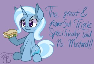 Rating: Safe Score: 0 Tags: blue_body blue_fur blue_hair cutie_mark e621 english_text equid equine female feral flower food friendship_is_magic fur hair hasbro horn long_hair mammal multicolored_hair my_little_pony mythological_creature mythological_equine mythology plant purple_eyes sandwich_(food) sitting solo text trixie_(mlp) two_tone_hair unicorn wildberry-poptart User: bunchy7s