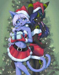 Rating: Safe Score: 0 Tags: :3 abluedeer anthro arms_bent bent_leg blue_eyes bottomwear bow_(feature) bow_ribbon box breasts candy candy_cane christmas christmas_clothing christmas_headwear christmas_present christmas_tree clothed clothing container costume dessert digital_media_(artwork) duo e621 eeveelution espeon female food forked_tail generation_2_pokemon gift gift_bow gift_box hair hat headgear headwear hi_res holding_candy_cane holding_food holding_gift holding_object holding_package holidays inside kissing_bough legs_together mistletoe nibbling nintendo package plant pokemon pokemon_(species) pokemorph ribbons santa_costume santa_hat shaded skimpy skirt standing straight_leg straight_legs tail thin_tail tree umbreon unusual_anatomy unusual_tail yellow_eyes User: bunchy7s