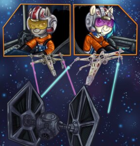 Rating: Safe Score: 0 Tags: 2014 armor black_hair blue_hair buckingawesomeart clothing cockpit cosmos crossover cutie_mark duo e621 earth_pony equid equine female feral friendship_is_magic fur grey_body grey_fur hair hasbro headgear helmet horn horse laser mammal multicolored_hair my_little_pony mythological_creature mythological_equine mythology octavia_(mlp) pilot pony purple_eyes smile spacecraft star star_wars suit tie_fighter two_tone_hair unicorn vehicle vinyl_scratch_(mlp) white_body white_fur x-wing User: bunchy7s