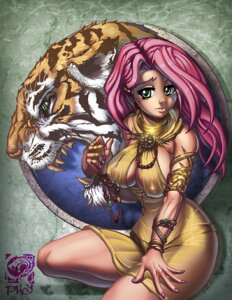 Rating: Questionable Score: 0 Tags: alternate_species ambiguous_gender bangle bare_shoulders big_breasts blue_eyes bracelet breasts circle cleavage clothed clothing colored_nails digital_media_(artwork) dress duo e621 fangs felid female feral fluttershy_(mlp) friendship_is_magic fully_clothed gold_(metal) green_eyes hair hasbro human humanized jewelry lips long_hair looking_at_viewer mammal mastafuu my_little_pony nails necklace nipple_outline pantherine phn portrait ring roaring teeth three-quarter_portrait tiger wide_hips User: bunchy7s