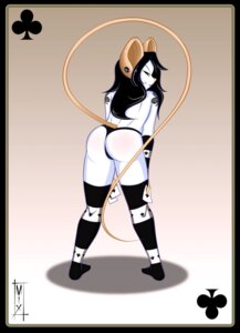 Rating: Questionable Score: 0 Tags: abstract_background ace_of_clubs anthro arm_warmers armwear biped black_border black_hair blush body_blush border butt butt_blush card card_template clothed clothing club_tattoo clubs_(suit) e621 ear_piercing female galacticmichi hair hi_res holding_card holding_object holding_single_card house_mouse legwear looking_at_viewer looking_back mammal markings mouse murid murine panties pattern_armwear pattern_clothing piercing pinup playing_card playing_card_template pose presenting presenting_hindquarters rear_view red_eyes rodent simple_background solo standing stockings striped_armwear striped_clothing stripes suit_symbol tattoo topless underwear white_body User: bunchy7s