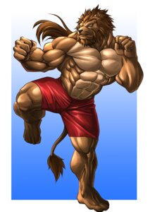 Rating: Safe Score: 0 Tags: abs amber_eyes anthro barefoot biceps big_muscles blue_background bottomwear brown_body brown_fur brown_hair clothed clothing e621 echin feet felid fighting_pose flexing fur hair lion male mammal muscular muscular_anthro muscular_male obliques on_one_leg orange_eyes pantherine pecs pose shorts simple_background solo standing tail topless triceps whiskers User: bunchy7s