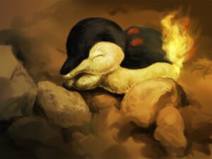 Rating: Safe Score: 0 Tags: 2007 4:3 ambiguous_gender black_body black_fur cyndaquil detailed detailed_background e621 eyes_closed feral fire fur generation_2_pokemon necona nintendo pokemon pokemon_(species) realistic restricted_palette rock solo warm_colors User: bunchy7s