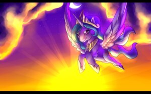 Rating: Safe Score: 0 Tags: 16:10 black_bars cloud crown e621 equid equine feathered_wings feathers female feral flowing_mane flying friendship_is_magic hasbro headgear hi_res horn letterbox lune_the_tiger mammal moon my_little_pony mythological_creature mythological_equine mythology princess princess_celestia_(mlp) quadruped royalty solo sunset tail white_body white_feathers widescreen winged_unicorn wings User: bunchy7s
