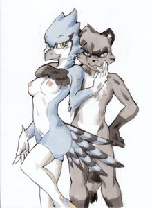 Rating: Questionable Score: 0 Tags: 2011 anthro avian beak bird blue_eyes blue_jay breasts clothing corvid daigaijin dawn_(zapher) duo e621 feathered_wings feathers female green_eyes jay_(bird) legwear looking_at_viewer male mammal new_world_jay nipples non-mammal_breasts non-mammal_nipples nude oscine passerine procyonid raccoon simple_background stockings tail tail_feathers white_background wings zapher User: bunchy7s