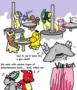 Rating: Questionable Score: 0 Tags: accessory alcohol ambiguous_gender bayleef beverage blue_eyes bodily_fluids bow_(feature) bow_tie brown_body brown_eyes chair charmeleon comic curtains dancing dialogue doduo e621 electrode_(pokemon) english_text eyewear fan_character feral food furniture generation_1_pokemon generation_2_pokemon goggles green_eyes grey_body group guil_bunny_(artist) kishin_the_nidoran magnemite male multiple_scenes necktie nicobay nidoran nidoran♂ nintendo noctowl orange_body orange_skin pink_body pokemon pokemon_(species) pole pole_dancing psyduck quilava red_body scalie simple_background slowpoke sweat text white_background yellow_body User: bunchy7s