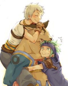 Rating: Safe Score: 0 Tags: 2009 anthro blonde_hair blush brown_body brown_fur canid canine carrying_another child clothed clothing cougar_(suikoden) cuddling digital_drawing_(artwork) digital_media_(artwork) duo e621 eyes_closed fangs fur furious_roar green_eyes green_hair hair happy head_on_head hug human konami larger_anthro light_body light_skin low_res male mammal muscular muscular_anthro muscular_male ochimusha_(hitosama) open_mouth open_smile piggyback simple_background size_difference smaller_human smile suikoden suikoden_tierkreis teeth topless warrior white_background young User: bunchy7s