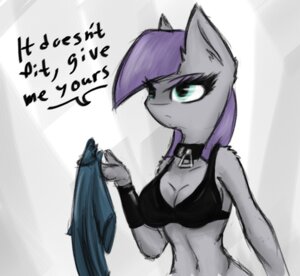 Rating: Safe Score: 0 Tags: 2014 anthro anthrofied blue_eyes bra breasts cleavage clothed clothing collar dialogue e621 earth_pony english_text equid equine eyeshadow female friendship_is_magic hair hasbro horse makeup mammal maud_pie_(mlp) my_little_pony navel ninjapony pony purple_hair shirt solo text topwear underwear User: bunchy7s