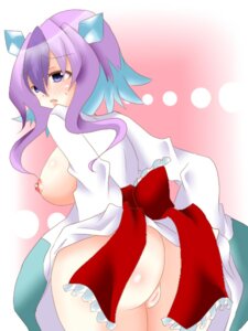 Rating: Explicit Score: 0 Tags: ass blue_eyes blush bow breasts cosplay costume female female_only froslass looking_back lowres moemon personification pokemon pokemon_dppt purple_hair pussy rule34 solo straight_hair uncensored yukimenoko User: bunchy7s