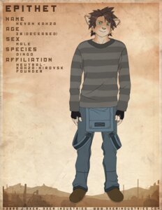 Rating: Safe Score: 0 Tags: 2008 anthro brown_hair canid canine canis clothing dingo e621 english_text epithet fingerless_gloves gloves green_eyes hair handwear j_axer male mammal overalls short_hair solo text User: bunchy7s