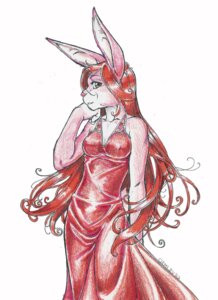 Rating: Safe Score: 0 Tags: absurd_res clothing dress e621 female fur hair hi_res lagomorph leporid mammal pink_body pink_fur rabbit red_hair solo yiddershinzz User: bunchy7s