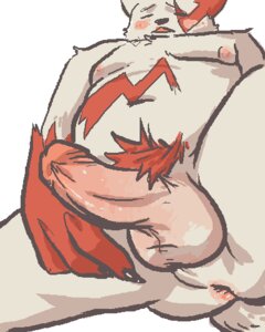 Rating: Explicit Score: 0 Tags: 1boy 4:5 anus balls black_nose closed_eyes e621 erection eyes_closed fur generation_3_pokemon genitals humanoid_genitalia humanoid_penis low_res male male_only markings nintendo nipples overweight overweight_male penis pokemon pokemon_(species) red_markings rule34 solo unknown_artist white_body white_fur zangoose User: bunchy7s