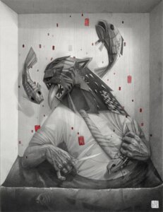 Rating: Questionable Score: 0 Tags: accessory aquatic arms_bent box clothing collared_shirt container dress_shirt e621 eduardo_flores eyes_closed felid feral fish flying formal_art greyscale half_submerged human humanoid_hands humanoid_pointy_ears hybrid male mammal monochrome necktie open_mouth partially_submerged pointy_ears scissors sharp_teeth shirt signature solo spot_color surrealism teeth tongue tongue_out topwear traditional_media_(artwork) what User: bunchy7s