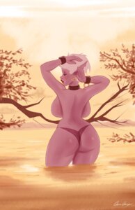 Rating: Questionable Score: 0 Tags: back_boob bathing big_breasts big_butt blush bracelet breasts butt clothed clothing cloud collar dark_elf e621 ear_piercing elf eyes_closed female hair hands_behind_head hi_res huge_breasts humanoid jewelry legs_in_water lips nature not_furry outside partially_submerged piercing pinup plant pose rear_view red_lips side_boob sky solo standing standing_in_water submerged_legs syx thecosbinator thong topless tree underwear water white_hair wide_hips wood User: bunchy7s