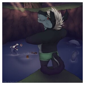 Rating: Safe Score: 0 Tags: 1:1 2013 anthro border clothing dark_body dark_fur detts dragon e621 fur group hair male mythological_creature mythological_scalie mythology perspective red_eyes scalie sea_serpent solo_focus swimming swimming_trunks swimwear tail water white_border white_hair User: bunchy7s