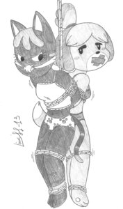 Rating: Questionable Score: 0 Tags: 2013 animal_crossing anthro arms_tied bdsm big_sister_villager bondage bottomwear bound bound_together bra camisole canid canine canis cloth_gag clothed clothing cobondage colored_edge_panties colored_edge_underwear domestic_cat domestic_dog duo e621 felid feline felis female frilly frilly_bra frilly_camisole frilly_clothing frilly_panties frilly_underwear gag gagged graphite_(artwork) greyscale hands_behind_back hi_res isabelle_(animal_crossing) katt_(animal_crossing) legs_tied limpurtikles mammal monochrome nintendo panties partially_clothed pattern_bottomwear pattern_clothing pattern_panties pattern_underwear rope shih_tzu short_camisole signature suspension tape tape_gag toy_dog traditional_media_(artwork) training_bra underwear underwear_only User: bunchy7s