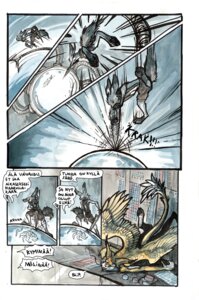 Rating: Safe Score: 0 Tags: anthro barefoot biped canid canine clothed clothing comic dialogue drill e621 feathered_wings feathers feet fight finnish_text fox lagomorph leporid long_ears male mammal minna_sundberg pahistenlistijat robotic_arm robotic_tentacles speech_bubble tail text topless translated unavailable_at_source wings User: bunchy7s