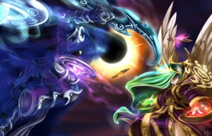 Rating: Safe Score: 0 Tags: 2012 anthro anthrofied armor atryl blue_hair clothing crown cutie_mark dagger digital_media_(artwork) disk duo e621 eclipse equid equine feathered_wings feathers female fight friendship_is_magic gem glowing gold_(metal) hair hasbro headgear hi_res horn levitation long_hair magic magic_user mammal melee_weapon moon multicolored_hair my_little_pony mythological_creature mythological_equine mythology nightmare_moon_(mlp) princess princess_celestia_(mlp) purple_eyes robe royalty solar_eclipse sparkles sun sword weapon winged_unicorn wings User: bunchy7s