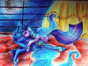 Rating: Safe Score: 0 Tags: 4:3 bed bedroom blue_hair bound bracelet chain chained collar colored_pencil_(artwork) cutie_mark detailed_background duo e621 equid equine eyes_closed female female/female feral friendship_is_magic fur furniture hair hasbro horn jewelry kissing long_hair lying mammal moon multicolored_hair my_little_pony mythological_creature mythological_equine mythology night on_bed opera-romance princess_luna_(mlp) purple_body purple_fur purple_hair quadruped romantic romantic_ambiance romantic_couple sky star starry_sky tail tongue tongue_out traditional_media_(artwork) twilight_sparkle_(mlp) two_tone_hair unicorn watermark window User: bunchy7s